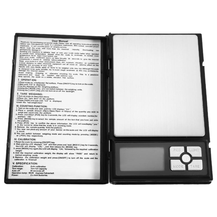 MH-1108 Notebook Shape High Precision Electronic Diamond Gold Jewelry Scale  (0.01g~500g), Excluding Batteries