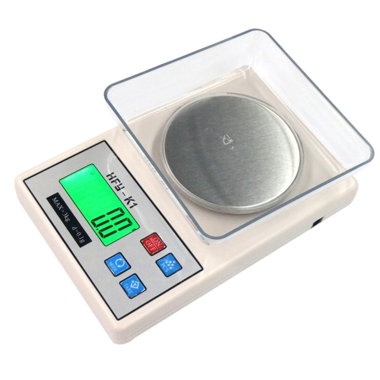HFY-K1 3000g x 0.1g Professional Portable Digital Gold Jewellery Scale with Back-Lit LCD Display, Tare, PCS