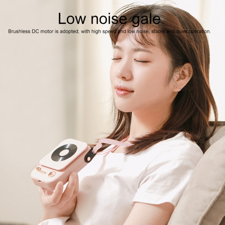BD-D26 Retro Phonograph Leafless Hanging Neck Fan USB Charging Desktop Fan