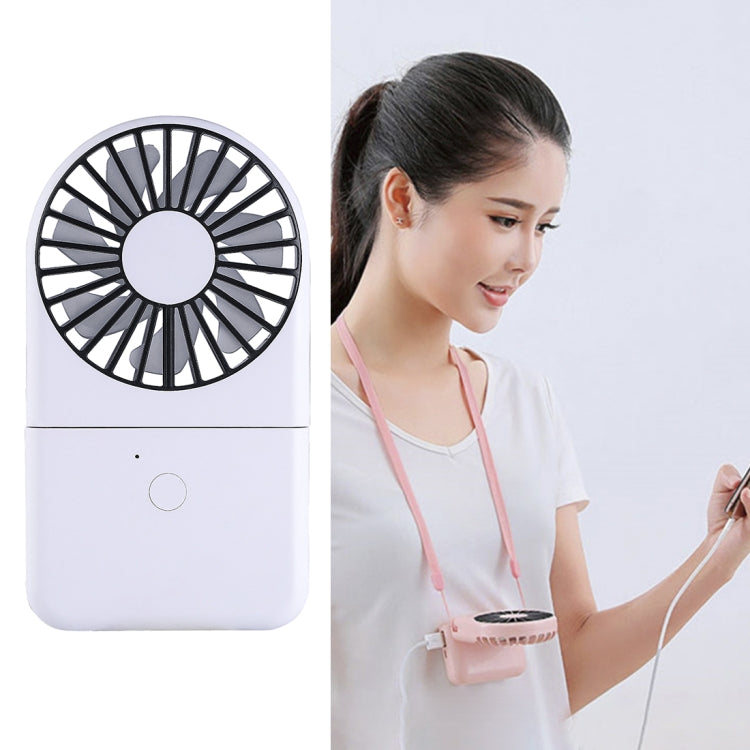 QD-F1 Mini Folding Neck Powerbank Electric Fan, with 3 Speed Control(White)