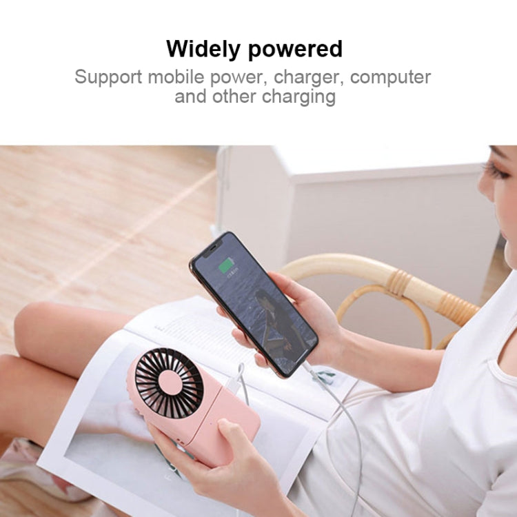 QD-F1 Mini Folding Neck Powerbank Electric Fan, with 3 Speed Control(White)