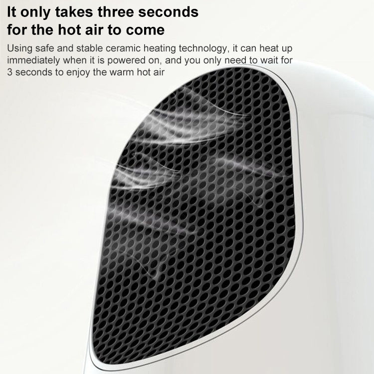 600W Winter Mini Electric Warmer Fan Heater Shaking Head Desktop Household Radiator Energy Saving, US Plug (White)