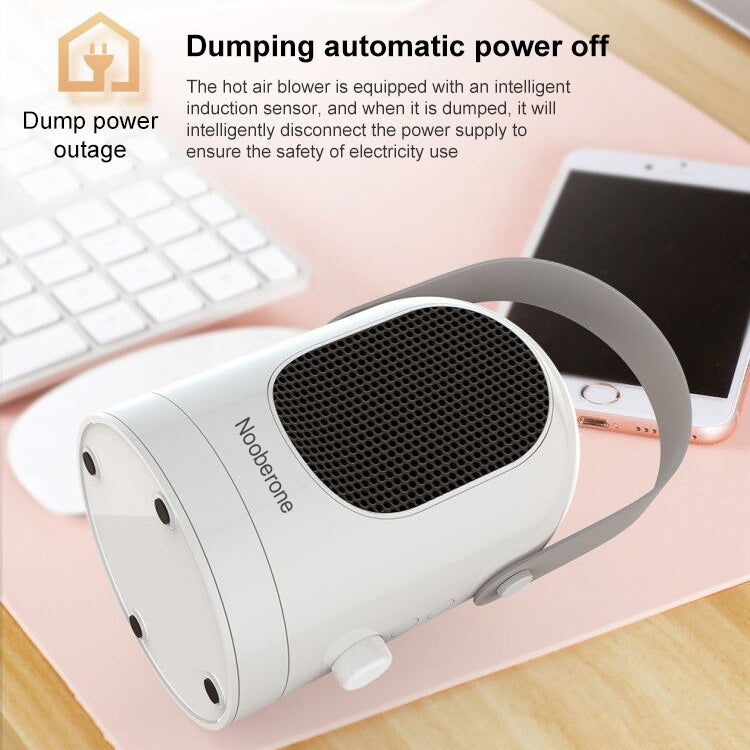 600W Winter Mini Electric Warmer Fan Heater Shaking Head Desktop Household Radiator Energy Saving, EU Plug (White)