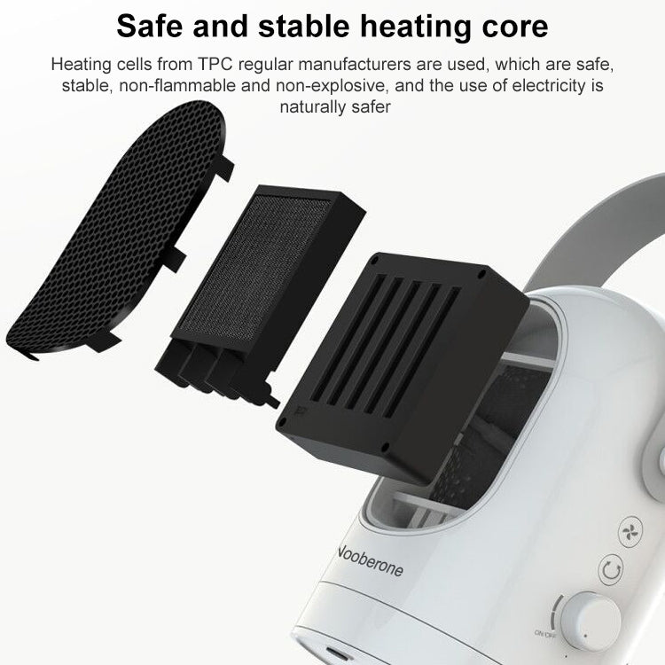 600W Winter Mini Electric Warmer Fan Heater Shaking Head Desktop Household Radiator Energy Saving, EU Plug (White)