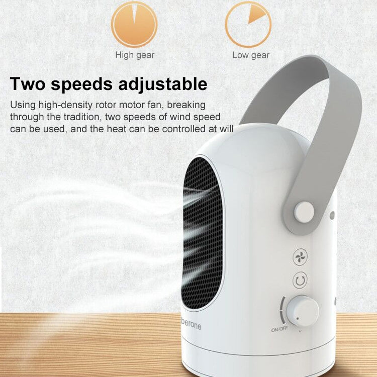 600W Winter Mini Electric Warmer Fan Heater Shaking Head Desktop Household Radiator Energy Saving, UK Plug (White)