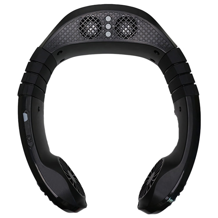 USB Portable Hanging Neck Type Electric Fan + Bluetooth Speaker (Black)