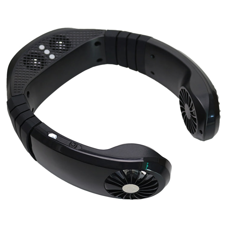 USB Portable Hanging Neck Type Electric Fan + Bluetooth Speaker (Black)