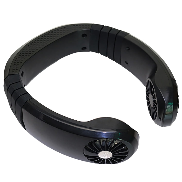 USB Portable Hanging Neck Type Electric Fan + Bluetooth Speaker (Black)