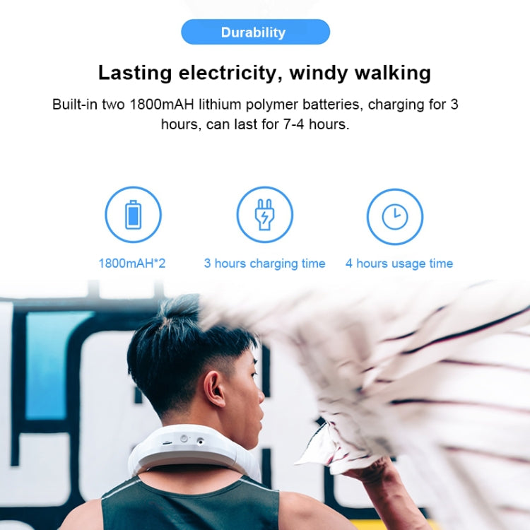 USB Portable Hanging Neck Type Electric Fan + Bluetooth Speaker (Black)