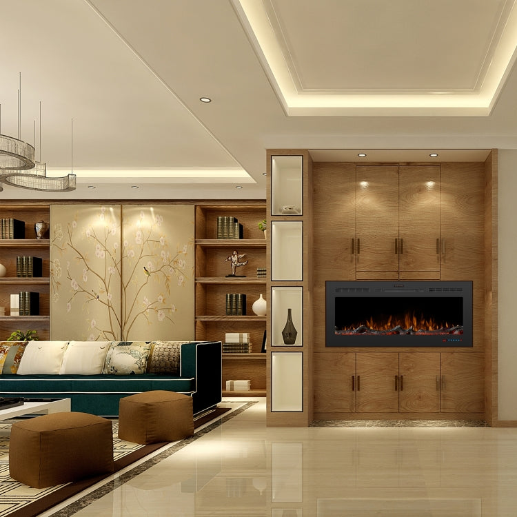 [EU Warehouse] 750/1500W 42 inch Embedded LED Flame Electric Fireplace Heater with Timer & Remote Control & Touch Screen Function