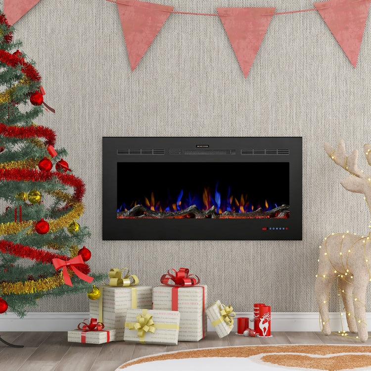 [EU Warehouse] 750/1500W 42 inch Embedded LED Flame Electric Fireplace Heater with Timer & Remote Control & Touch Screen Function