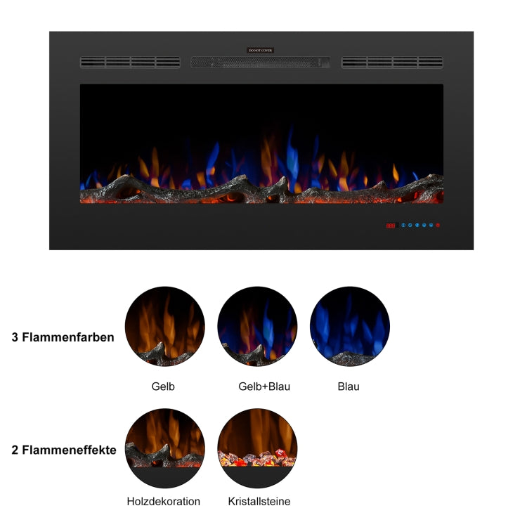 [EU Warehouse] 750/1500W 42 inch Embedded LED Flame Electric Fireplace Heater with Timer & Remote Control & Touch Screen Function
