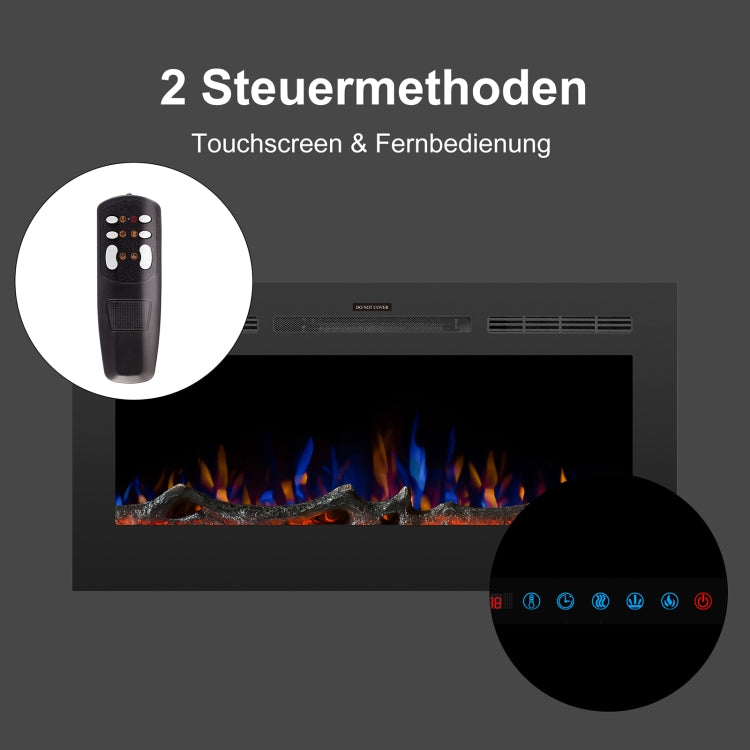 [EU Warehouse] 750/1500W 42 inch Embedded LED Flame Electric Fireplace Heater with Timer & Remote Control & Touch Screen Function