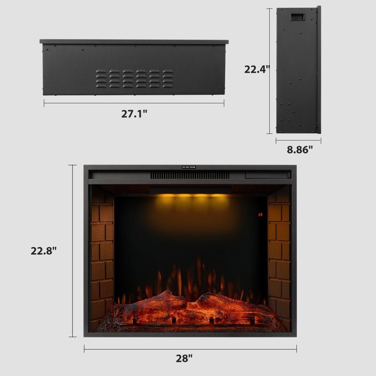 [EU Warehouse] 750/1500W 28 inch Embedded LED Flame Electric Fireplace Heater with Timer & Remote Control & Touch Screen Function