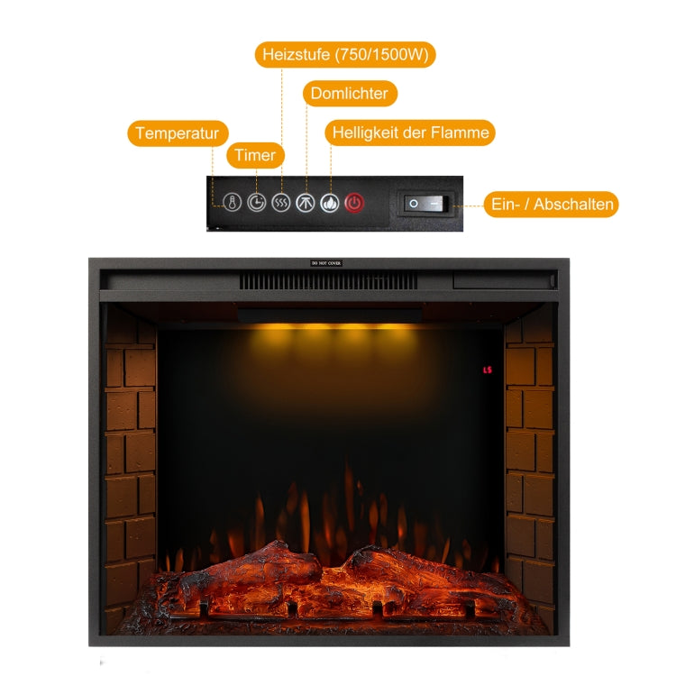 [EU Warehouse] 750/1500W 28 inch Embedded LED Flame Electric Fireplace Heater with Timer & Remote Control & Touch Screen Function