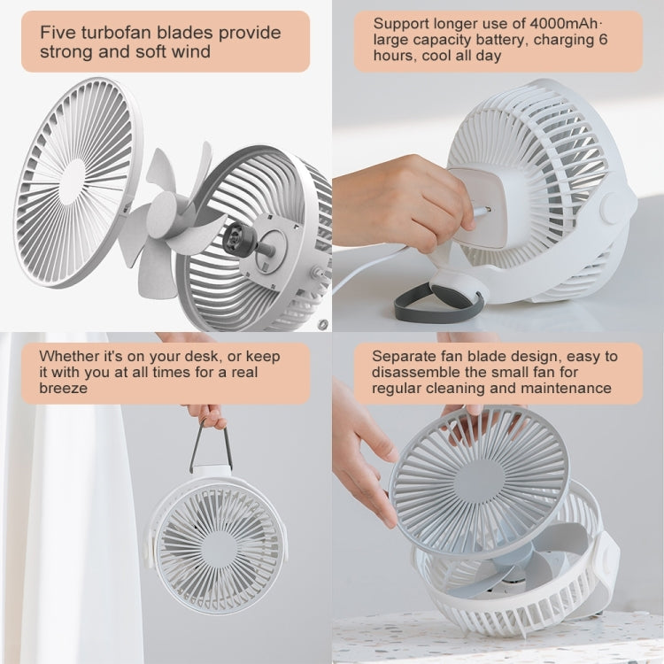 F35 Mini Adjustable USB Charging Desktop Electric Ceiling Fan, 4 Speed Control