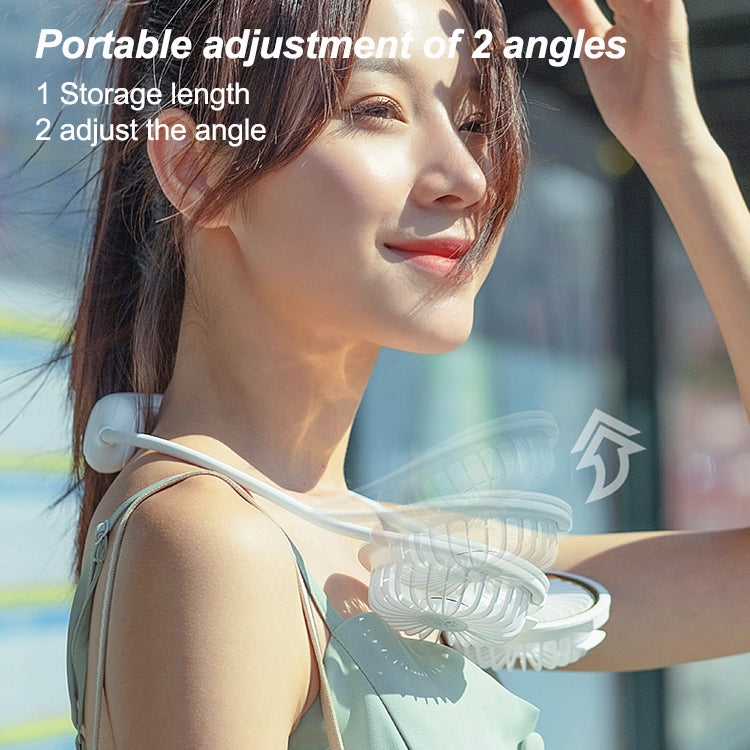 WS36 4.5W 1800mAh Angle Adjustable Three-speed Silent Hanging Neck Fan Multi-function Handheld and Desktop Small Fan