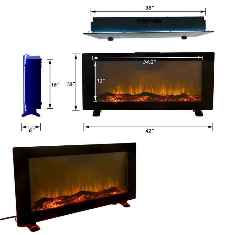 [US Warehouse] 42 inch 10 Color LED Imitation Flame Wall-mounted Electronic Fireplace with Remote Control