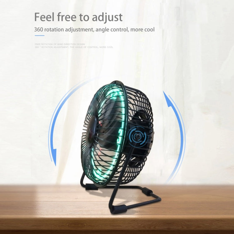 UF-240-05&07 Desktop Portable Multifunctional LED Metal USB Rechargeable Clock Fan, 2 Ranges Speed Modes(Black)