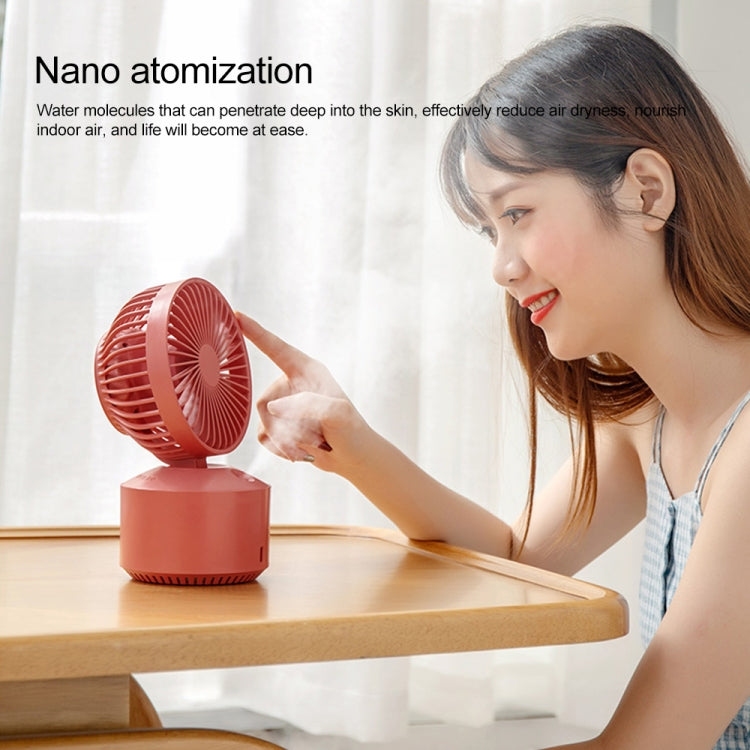 QW-F10 Mini USB Charging Mute Desktop Spray Humidifying Electric Fan, with 5 Speed Control (White)