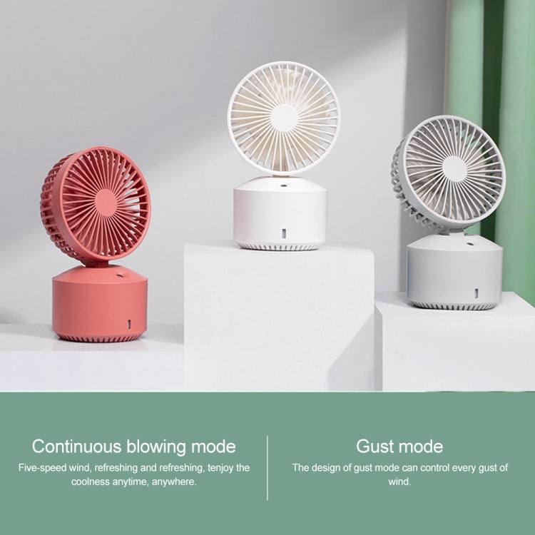 QW-F10 Mini USB Charging Mute Desktop Spray Humidifying Electric Fan, with 5 Speed Control (White)