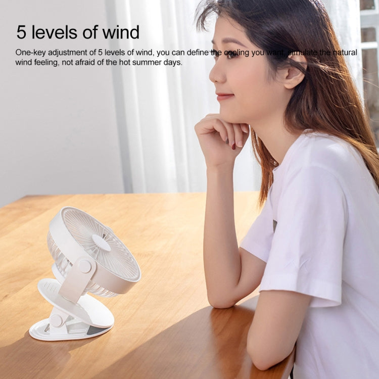 QW-F12 USB Charging Large Clip Mute Desktop Electric Fan, with 5 Speed Control (Red)