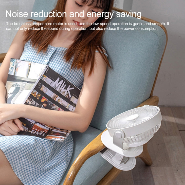 QW-F12 USB Charging Large Clip Mute Desktop Electric Fan, with 5 Speed Control (Red)