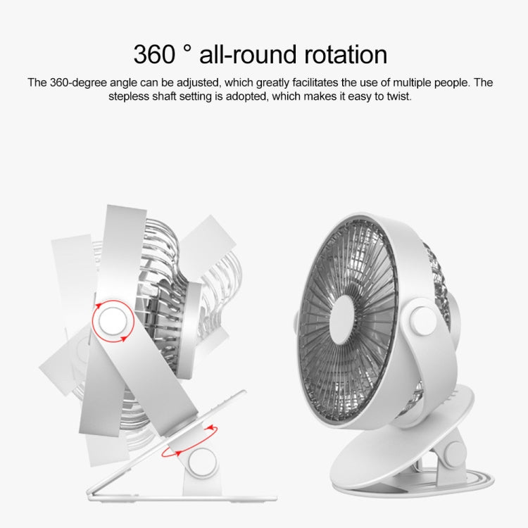 QW-F12 USB Charging Large Clip Mute Desktop Electric Fan, with 5 Speed Control (Red)
