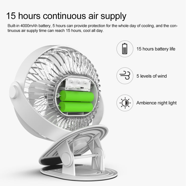 QW-F12 USB Charging Large Clip Mute Desktop Electric Fan, with 5 Speed Control (Red)