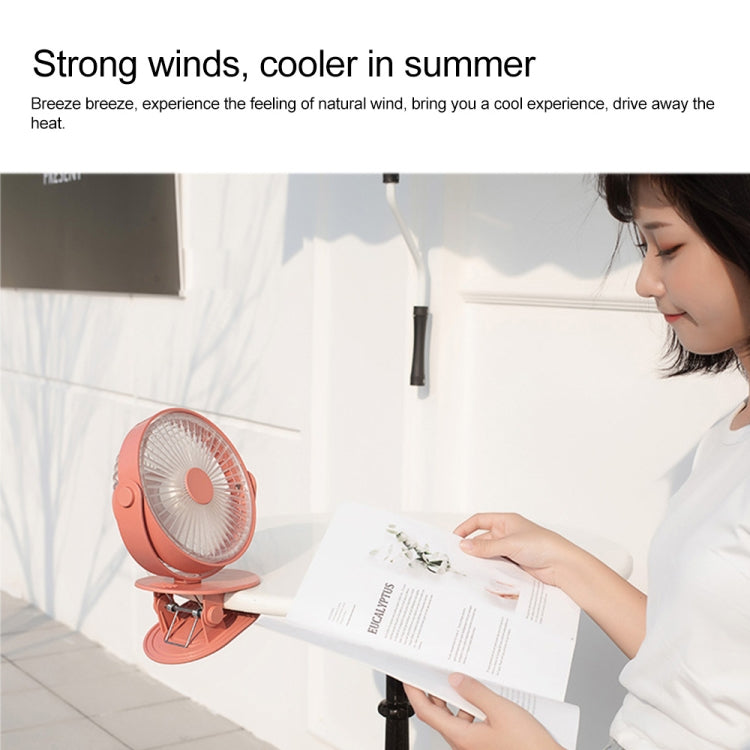 QW-F12 USB Charging Large Clip Mute Desktop Electric Fan, with 5 Speed Control (Red)