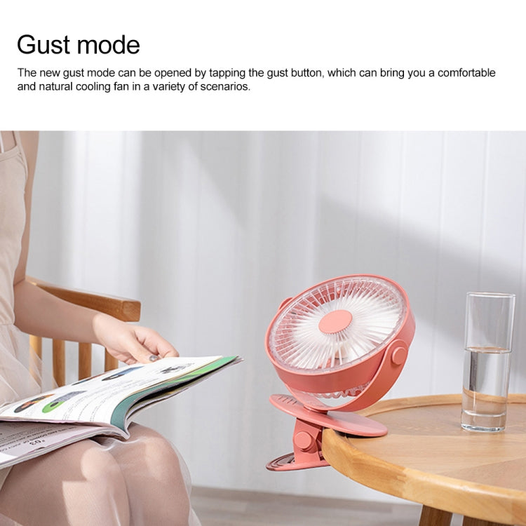 QW-F12 USB Charging Large Clip Mute Desktop Electric Fan, with 5 Speed Control (Red)