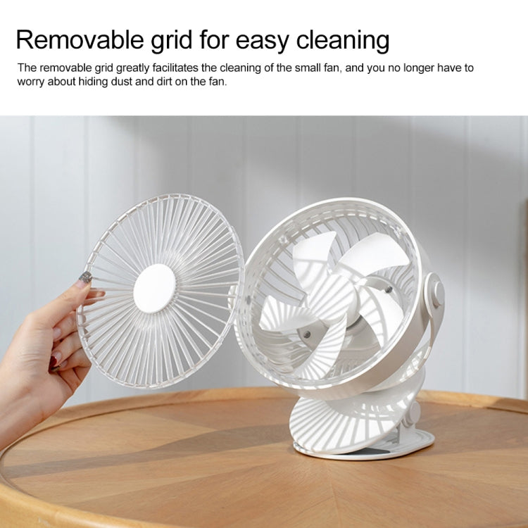 QW-F12 USB Charging Large Clip Mute Desktop Electric Fan, with 5 Speed Control (Red)