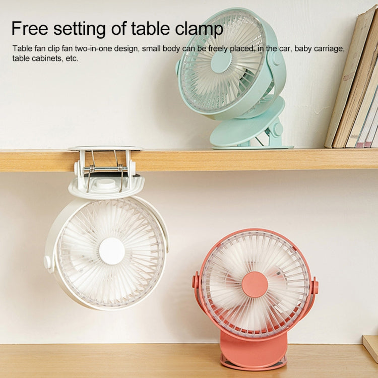 QW-F12 USB Charging Large Clip Mute Desktop Electric Fan, with 5 Speed Control (Red)