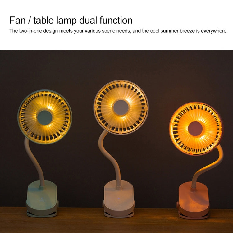 QW-F13 Multi-function Mini USB Charging Mute Clip Electric Fan Table Lamp, with 3 Speed Control