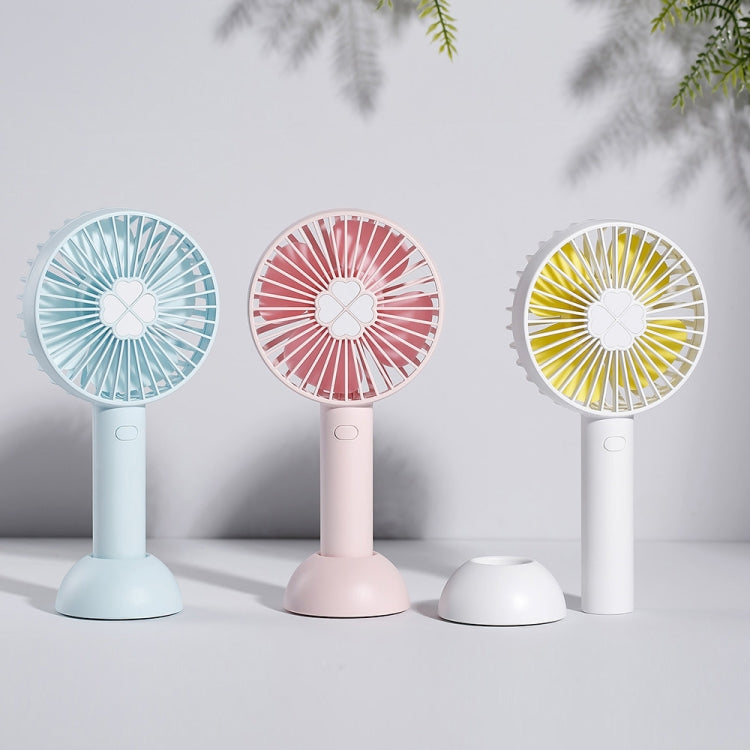 QW-F08 Mini USB Charging Handheld Desktop Clover Electric Fan, with 3 Speed Control (White)