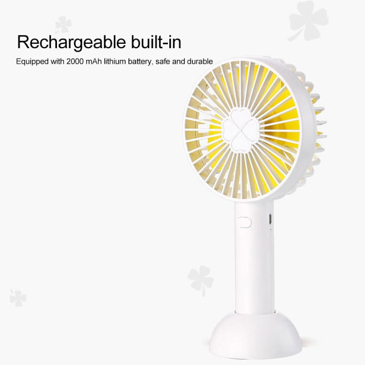 QW-F08 Mini USB Charging Handheld Desktop Clover Electric Fan, with 3 Speed Control (White)