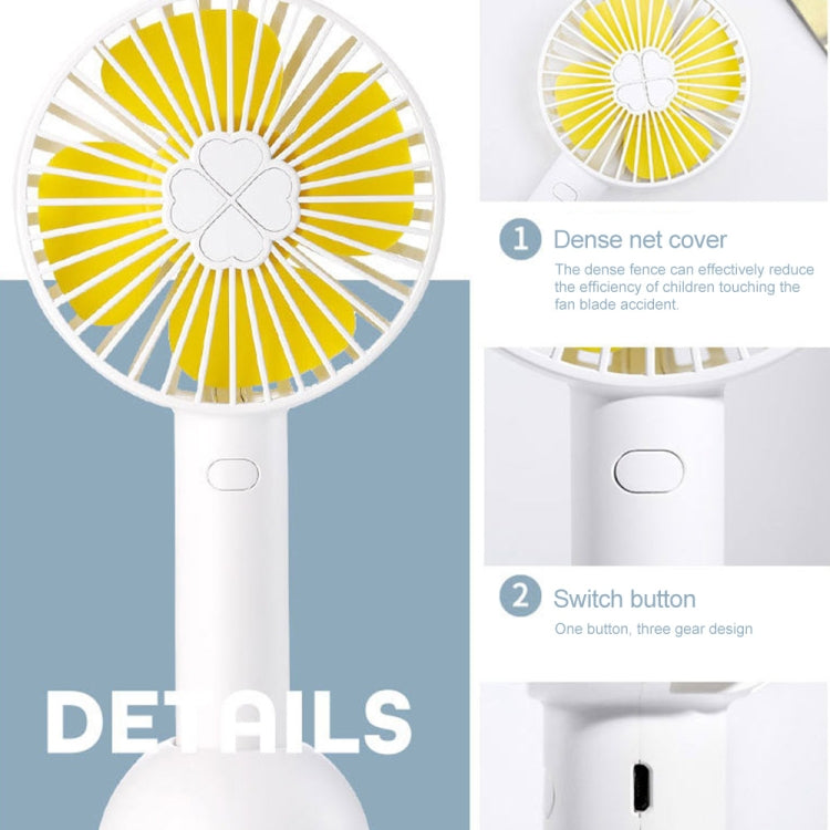 QW-F08 Mini USB Charging Handheld Desktop Clover Electric Fan, with 3 Speed Control (White)