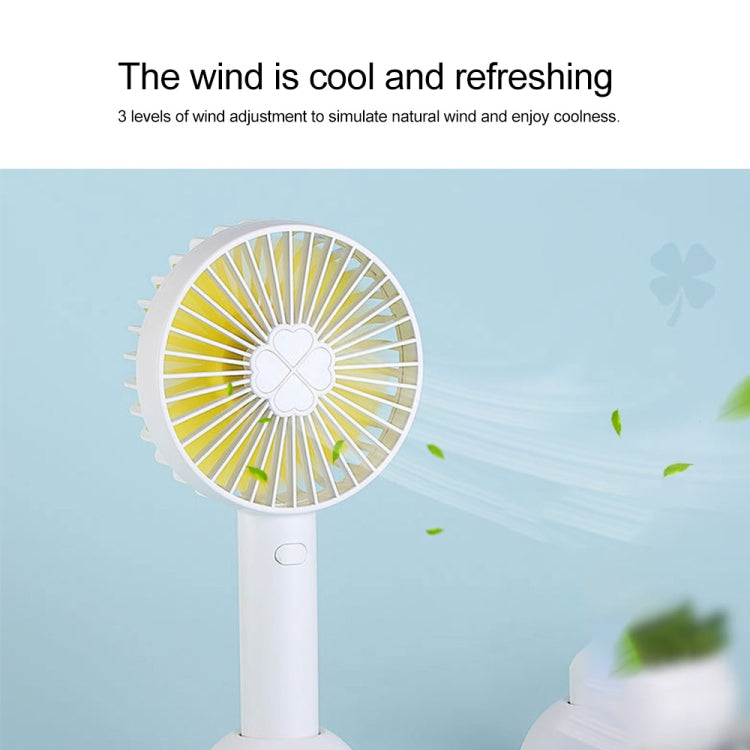 QW-F08 Mini USB Charging Handheld Desktop Clover Electric Fan, with 3 Speed Control (White)
