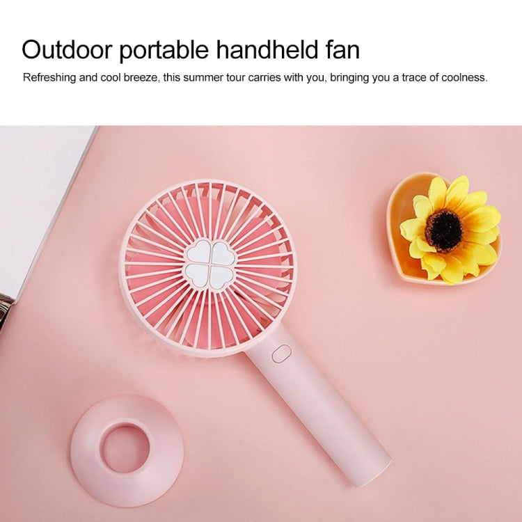 QW-F08 Mini USB Charging Handheld Desktop Clover Electric Fan, with 3 Speed Control (White)