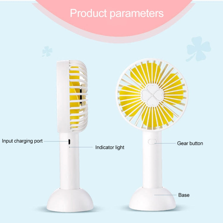 QW-F08 Mini USB Charging Handheld Desktop Clover Electric Fan, with 3 Speed Control (White)