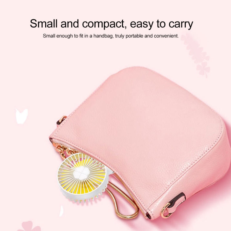 QW-F08 Mini USB Charging Handheld Desktop Clover Electric Fan, with 3 Speed Control (White)