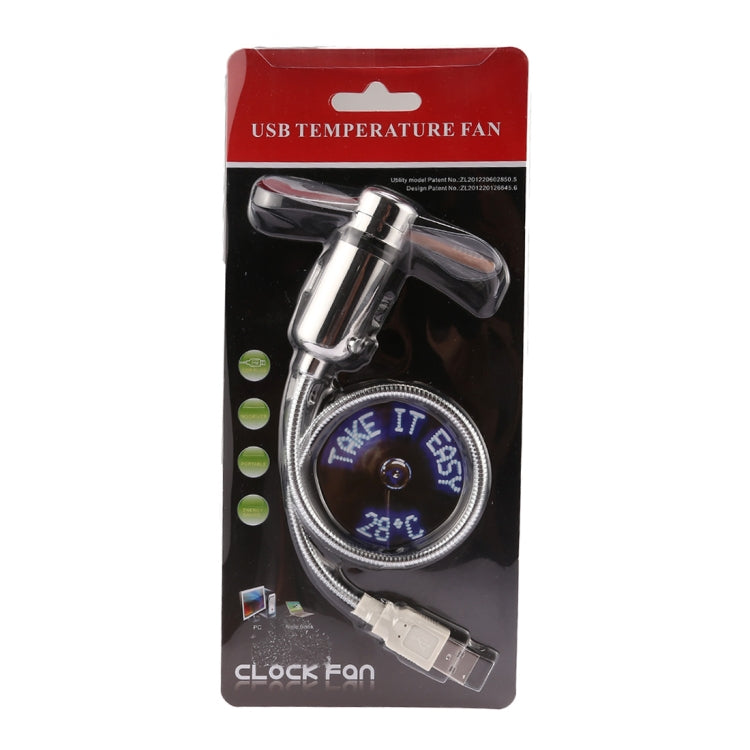 Mini Durable USB Temperature Flexible LED Light Fan, DC 5V