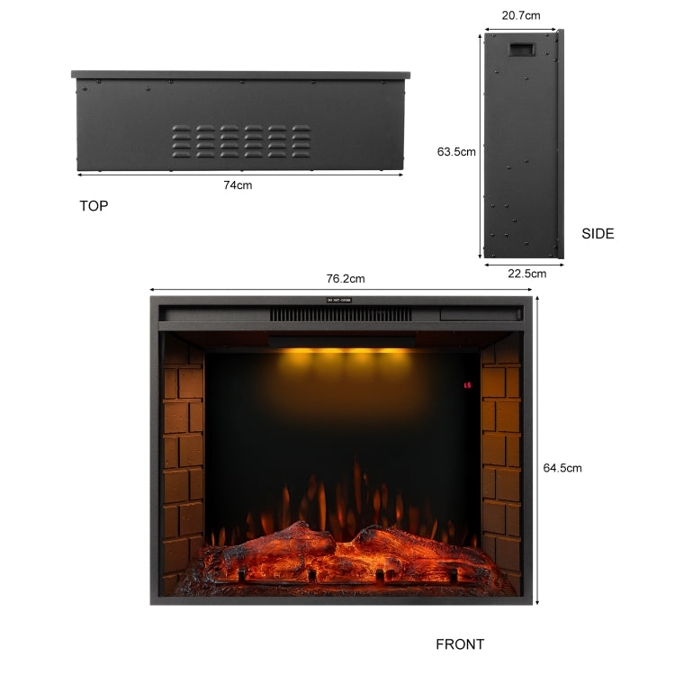 [EU Warehouse] 750W / 1500W 30 inch In Wall Electric Fireplace with Three Kinds LED Lights & 5 Levels Flame Adjustment & Remote Control & Timing Function