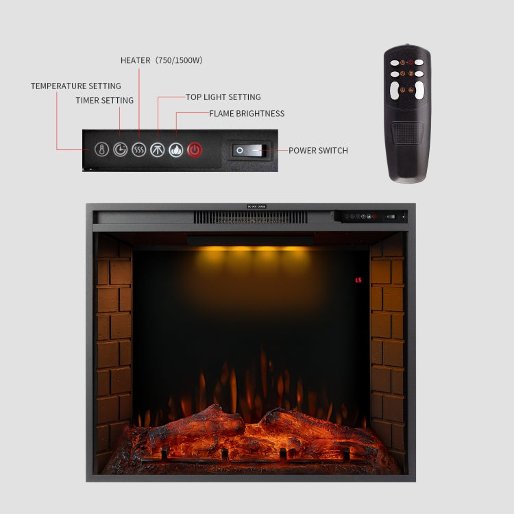 [EU Warehouse] 750W / 1500W 30 inch In Wall Electric Fireplace with Three Kinds LED Lights & 5 Levels Flame Adjustment & Remote Control & Timing Function