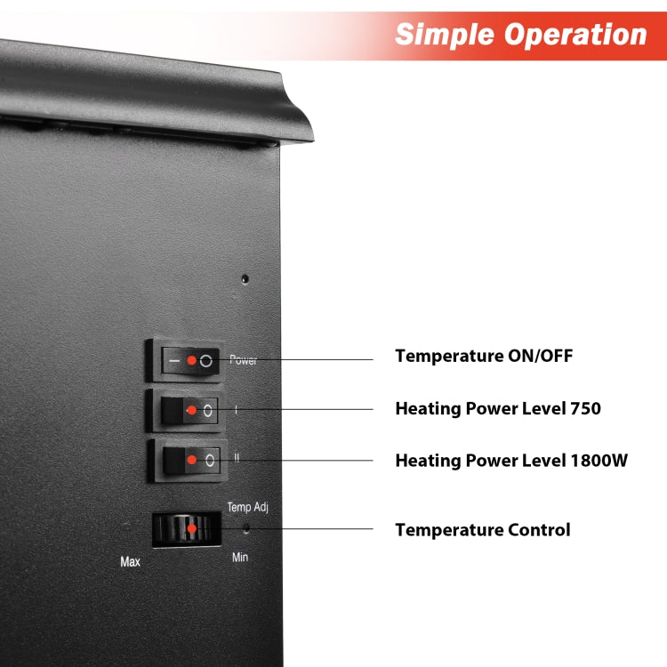 [EU Warehouse] 750W / 1800W Electric Fireplace Compact Stove with Fire Flame Effect