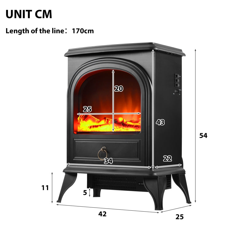 [EU Warehouse] 750W / 1800W Electric Fireplace Compact Stove with Fire Flame Effect