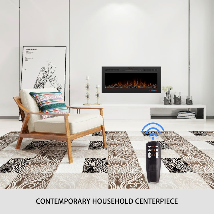 [UK Warehouse] 750W / 1500W 50 inch In Wall Electric Fireplace with Three Kinds LED Lights & 5 Levels Flame Adjustment & Remote Control & Timing Function