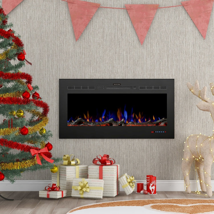 [UK Warehouse] 750W / 1500W 50 inch In Wall Electric Fireplace with Three Kinds LED Lights & 5 Levels Flame Adjustment & Remote Control & Timing Function