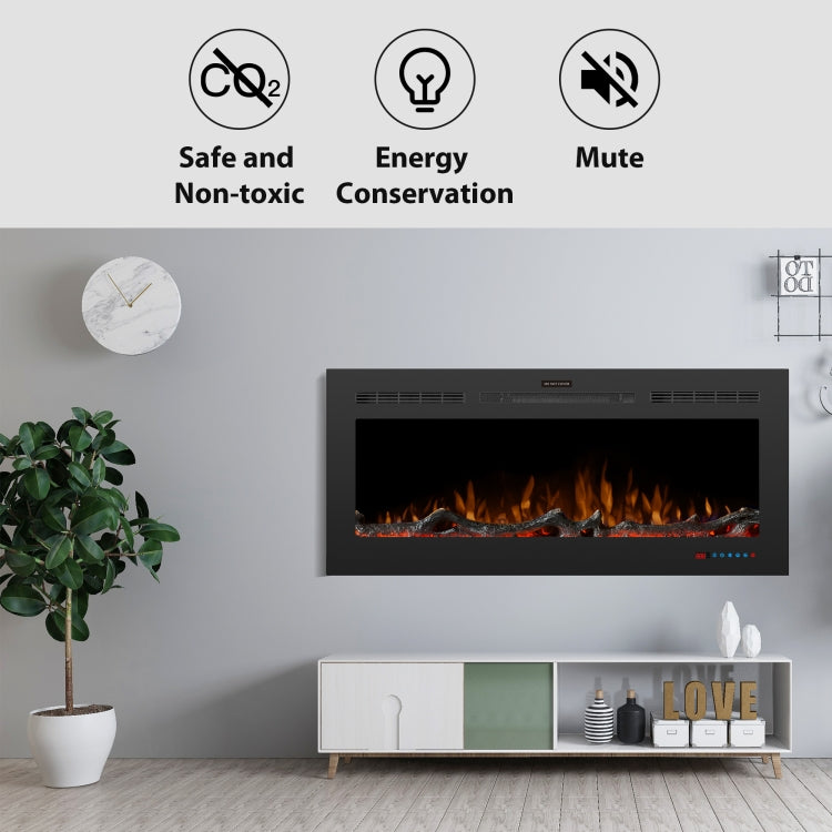 [UK Warehouse] 750W / 1500W 50 inch In Wall Electric Fireplace with Three Kinds LED Lights & 5 Levels Flame Adjustment & Remote Control & Timing Function