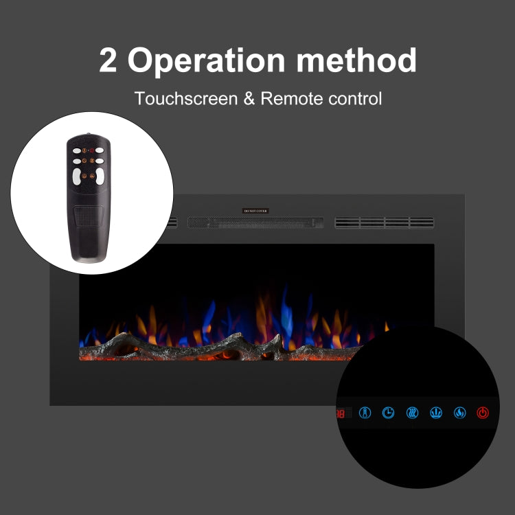 [UK Warehouse] 750W / 1500W 42 inch In Wall Electric Fireplace with Three Kinds LED Lights & 5 Levels Flame Adjustment & Remote Control & Timing Function